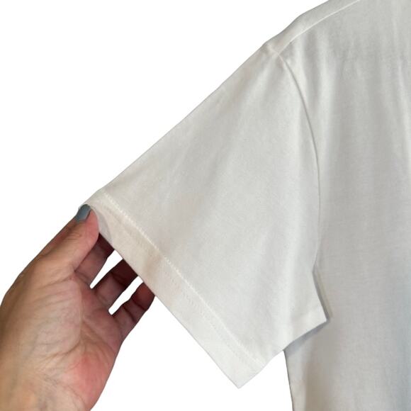 Puma White Short Sleeve Metallic Gold Logo Cat Front T-Shirt Women Sz XS - Picture 3 of 9